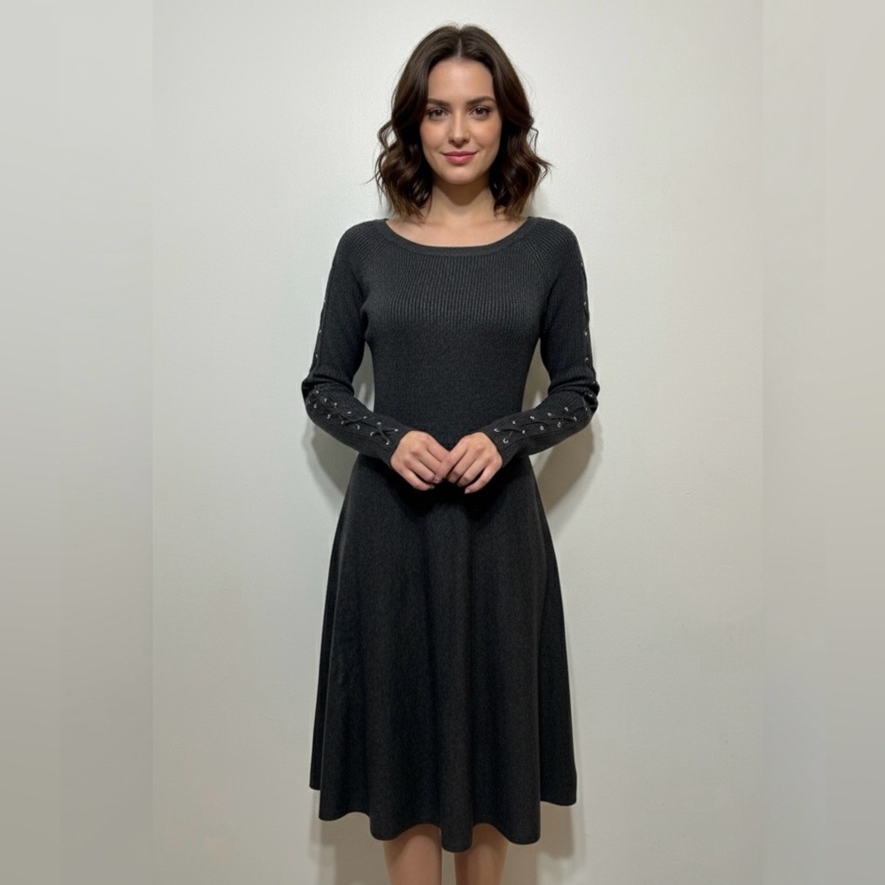 New! Neiman Marcus Laced Arm Sweater Dress